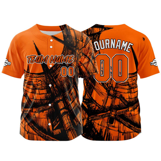 Benutzerdefinierte Baseball Jersey Personalisierte Baseball Shirt genäht und Druck Orange