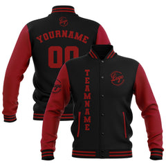 Benutzerdefiniert Schwarz Rot Wasserdichte Varsity Jacken Personalisiert genäht Name Nummer Logo zu Letterman Jacken