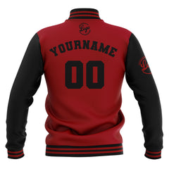 Benutzerdefiniert Schwarz Rot Wasserdichte Varsity Jacken Personalisiert genäht Name Nummer Logo zu Letterman Jacken