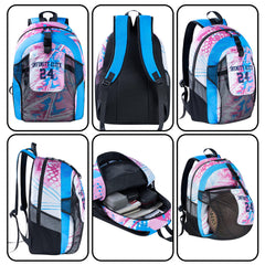 Anpassen Aqua Weiß Sport Rucksäcke Mit Personalisiert Namen, Zahlen und Logos