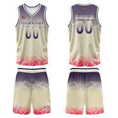 Benutzerdefinierter Lila Fleischfarbe Basketball Jersey Uniform Anzug gedruckt Ihr Logo Name Nummer