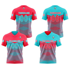 Benutzerdefinierte Heißrosa Türkis Reversibel Fußball Trikot Personalisierte Gradient Fußball Shirts für Männer gedruckt Team Name Nummer Logo