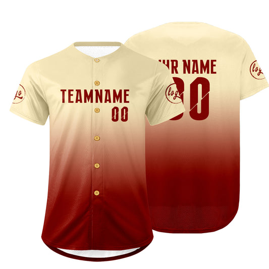 Benutzerdefiniert Weiß Rot Personalisierter Baseball Jersey mit Farbverlauf Team Uniform mit Namen und Nummer