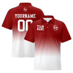 Benutzerdefinierte Burgund Weiß Fußball Gradient Polo-Shirts Fügen Sie Ihr Einzigartiges hinzu Logo/Name/Nummer
