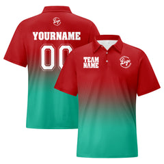 Benutzerdefinierte Rot Cyan Fußball Gradient Polo-Shirts Fügen Sie Ihr Einzigartiges hinzu Logo/Name/Nummer