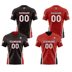 Benutzerdefinierte Schwarz Rot Reversibel Fußball Trikot Personalisierte Gradient Fußball Shirts für Männer gedruckt Team Name Nummer Logo