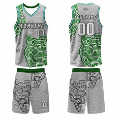 Benutzerdefinierter Grau Grün Basketball Jersey Uniform Anzug gedruckt Ihr Logo Name Nummer