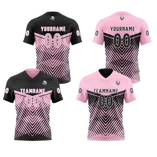 Benutzerdefinierte Schwarz Rosa Reversibel Fußball Trikot Personalisierte Gradient Fußball Shirts für Männer gedruckt Team Name Nummer Logo