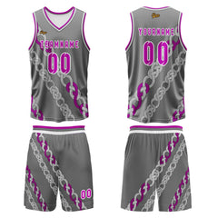 Benutzerdefinierter Aschenpulver Basketball Jersey Uniform Anzug gedruckt Ihr Logo Name Nummer