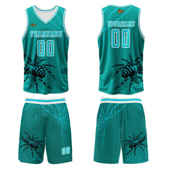 Benutzerdefinierter Blau Grün Basketball Jersey Uniform Anzug gedruckt Ihr Logo Name Nummer