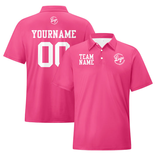 Benutzerdefinierte Rosa Weiß Fußball Polo-Shirts Fügen Sie Ihr Einzigartiges hinzu Logo/Name/Nummer