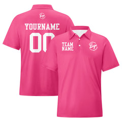 Benutzerdefinierte Rosa Weiß Fußball Polo-Shirts Fügen Sie Ihr Einzigartiges hinzu Logo/Name/Nummer