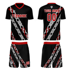 Benutzerdefinierte Schwarz Rot Trikots für Männer Frauen Personalisierte Fußball Uniformen für Erwachsene und Kind