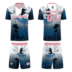 Benutzerdefinierte Blau Rosa Trikots für Männer Frauen Personalisierte Fußball Uniformen für Erwachsene und Kind