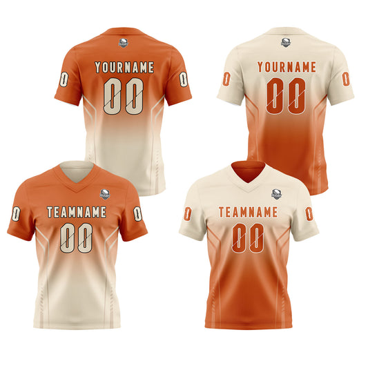 Benutzerdefinierte Orange Creme Reversibel Fußball Trikot Personalisierte Gradient Fußball Shirts für Männer gedruckt Team Name Nummer Logo