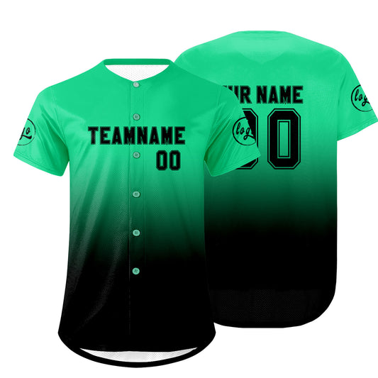 Benutzerdefiniert Grün Schwarz Personalisierter Baseball Jersey mit Farbverlauf Team Uniform mit Namen und Nummer