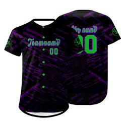 Benutzerdefiniert Schwarz Lila Personalisierter Baseball Jersey mit Farbverlauf Team Uniform mit Namen und Nummer