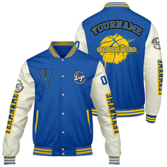 Maßgeschneiderte Königliche Creme Letterman Varsity Jacket Individuelle Stickerei Druck nach Ihrem Wunsch