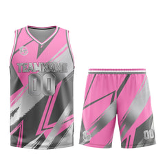 Benutzerdefinierter Rosa Grau Basketball Jersey Uniform Anzug gedruckt Ihr Logo Name Nummer