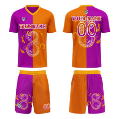 Benutzerdefinierte Lila Orange Trikots für Männer Frauen Personalisierte Fußball Uniformen für Erwachsene und Kind