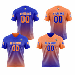 Benutzerdefinierte Königliche Blau lebendig Orange Reversibel Fußball Trikot Personalisierte Gradient Fußball Shirts für Männer gedruckt Team Name Nummer Logo
