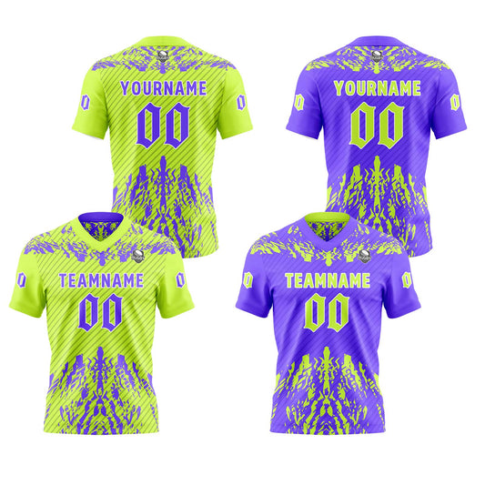 Benutzerdefinierte Lila Grün Reversibel Fußball Trikot Personalisierte Gradient Fußball Shirts für Männer gedruckt Team Name Nummer Logo