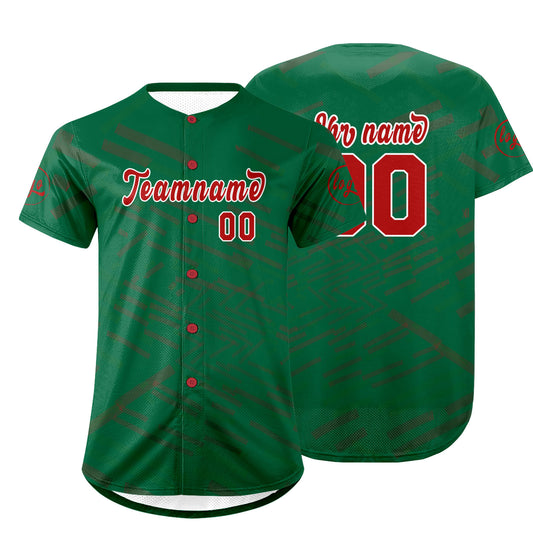 Benutzerdefiniert Kelly Grün Rot Personalisierter Baseball Jersey mit Farbverlauf Team Uniform mit Namen und Nummer