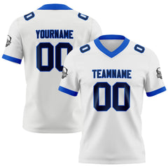 Benutzerdefinierte Weiß Marine Fußball Trikots Personalisierter Name Nummer Logo