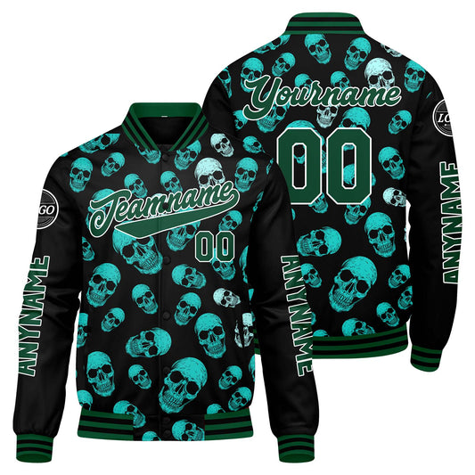 Maßgeschneiderte Grün Letterman Varsity Jacket Individuelle Stickerei Druck nach Ihrem Wunsch