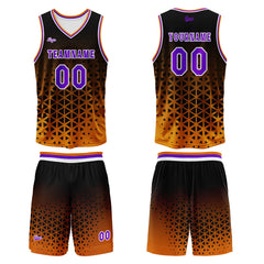 Benutzerdefinierter Orange Lila Basketball Jersey Uniform Anzug gedruckt Ihr Logo Name Nummer