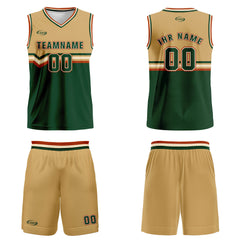 Benutzerdefinierter Hellbraun Grün Weiß Rot Basketball Jersey Uniform Anzug gedruckt Ihr Logo Name Nummer