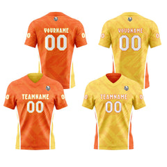 Benutzerdefinierte Orange Gelb Reversibel Fußball Trikot Personalisierte Gradient Fußball Shirts für Männer gedruckt Team Name Nummer Logo