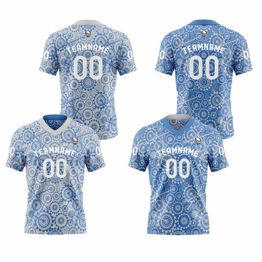 Benutzerdefinierte Grau Blau Reversibel Fußball Trikot Personalisierte Gradient Fußball Shirts für Männer gedruckt Team Name Nummer Logo