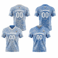 Benutzerdefinierte Grau Blau Reversibel Fußball Trikot Personalisierte Gradient Fußball Shirts für Männer gedruckt Team Name Nummer Logo