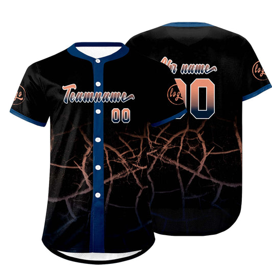 Benutzerdefiniert Schwarz Marine Blau Personalisierter Baseball Jersey mit Farbverlauf Team Uniform mit Namen und Nummer