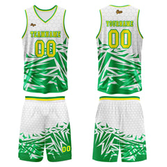 Benutzerdefinierter Grün Gelb Basketball Jersey Uniform Anzug gedruckt Ihr Logo Name Nummer