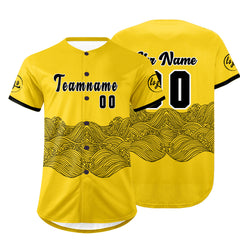 Benutzerdefiniert Gelb Schwarz Personalisierter Baseball Jersey mit Farbverlauf Team Uniform mit Namen und Nummer