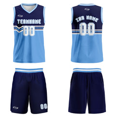 Benutzerdefinierter Marineblau Weiß Basketball Jersey Uniform Anzug gedruckt Ihr Logo Name Nummer