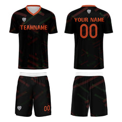 Benutzerdefinierte Schwarz Orange Rot Fußball Trikots für Männer Frauen Personalisierte Fußball Uniformen für Erwachsene und Kind