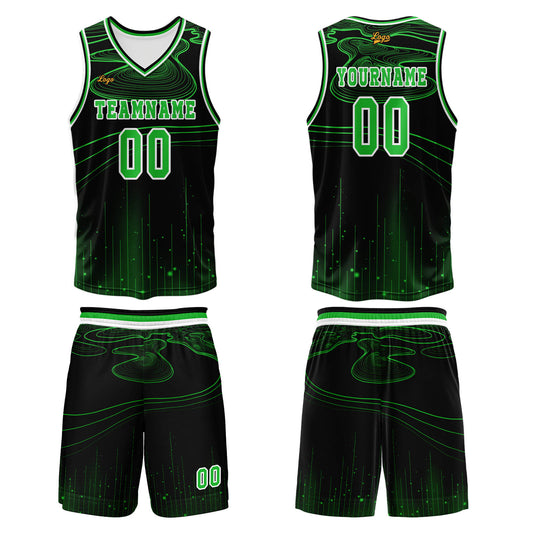 Benutzerdefinierter Grün Basketball Jersey Uniform Anzug gedruckt Ihr Logo Name Nummer