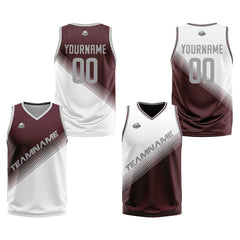 Benutzerdefinierte Braun Weiß Reversible Basketball Jersey Personalisierte Print Name Nummer Logo