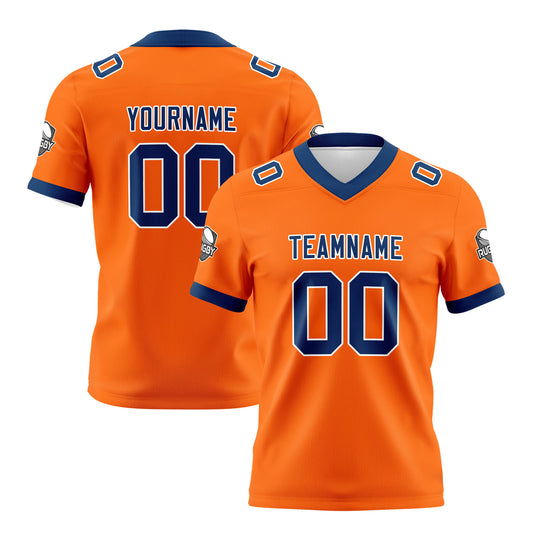 Benutzerdefinierte Orange Blau Fußball Trikots Personalisierter Name Nummer Logo