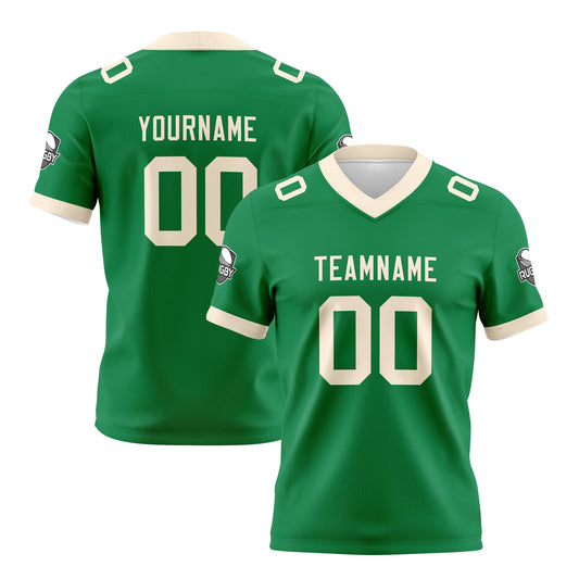 Benutzerdefinierte Grün Creme Fußball Trikots Personalisierter Name Nummer Logo