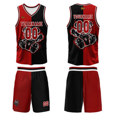 Benutzerdefinierter Rot Schwarz Basketball Jersey Uniform Anzug gedruckt Ihr Logo Name Nummer