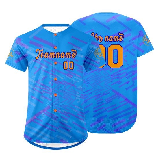 Benutzerdefiniert Blau Lila Personalisierter Baseball Jersey mit Farbverlauf Team Uniform mit Namen und Nummer