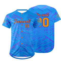 Benutzerdefiniert Blau Lila Personalisierter Baseball Jersey mit Farbverlauf Team Uniform mit Namen und Nummer