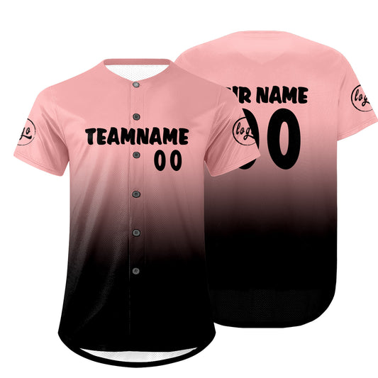 Benutzerdefiniert Rosa Schwarz Personalisierter Baseball Jersey mit Farbverlauf Team Uniform mit Namen und Nummer