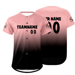 Benutzerdefiniert Rosa Schwarz Personalisierter Baseball Jersey mit Farbverlauf Team Uniform mit Namen und Nummer