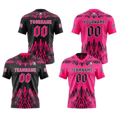 Benutzerdefinierte Schwarz Rosa Reversibel Fußball Trikot Personalisierte Gradient Fußball Shirts für Männer gedruckt Team Name Nummer Logo