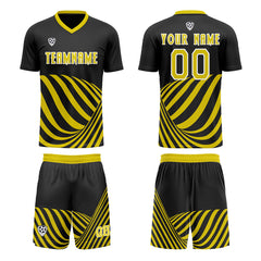 Benutzerdefinierte Schwarz Gelb Trikots für Männer Frauen Personalisierte Fußball Uniformen für Erwachsene und Kind